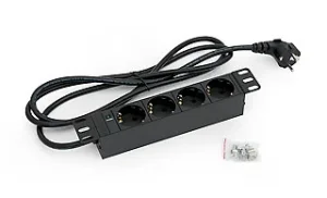 Triton 10" Wandgehäuse, zbh. Steckdosenleiste, 4xDosen(CEE7)->1xStecker(CEE7),