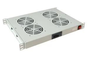 ALLNET 19" zbh. Lüftereinheit 4-fach mit Temperatureinheit, 1HE, Lichtgrau,