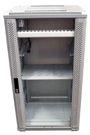 ALLNET 19" Schrank, 12HE, B600/T1000mm, Glastür, Lichtgrau, SNB-Serie,