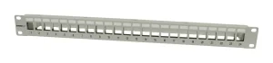 Patch Panel 24xTP, CAT6A, incl.Keystone groß, 19", 1HE(t 94mm), Lichtgrau, Synergy 21,