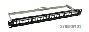 Patch Panel 24xTP-TP(Kupplung), CAT6A, incl.Keystone, 19", 1HE(t152mm), Schwarz, Synergy 21,