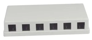 Patch Panel 6xTP, CAT6A, incl.Keystone Slim-line/Short 3P, Aufputz ABS, Weiss, Synergy 21,