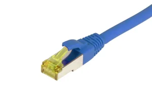 Patchkabel RJ45, CAT6A 500Mhz, 0.5m, blau, S-STP(S/FTP), TPE/LSZH(Ultraflex), AWG26, mit CAT7 Rohkabel, Synergy 21