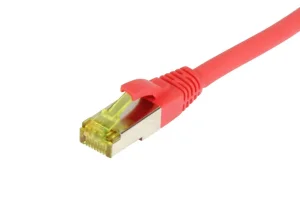 Patchkabel RJ45, CAT6A 500Mhz, 0.15m, rot, S-STP(S/FTP), TPE/LSZH(Ultraflex), AWG26, mit CAT7 Rohkabel, Synergy 21
