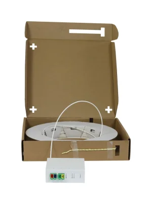 LWL-FTTH Compact Box vorkonfektioniert, 4xLC/APC -> open End, 60m, 9/125u, G.657.A2, 4-Faser, OD=2.2mm, Synergy 21