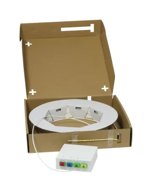 LWL-FTTH Compact Box vorkonfektioniert, 4xSC/APC -> open End, 20m, 9/125u, G.657.A2, 4-Faser, OD=2,2mm, Synergy 21