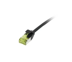 Patchkabel RJ45, CAT6A 500Mhz, 10m, schwarz, U/FTP, slimline rund d=3,8mm, TPE/LSZH(Superflex), AWG32, mit CAT7 Rohkabel, Synergy 21