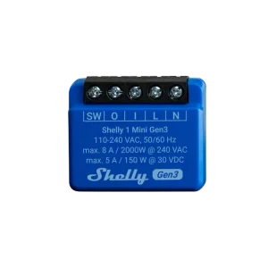 Shelly · Unterputz · "1 Mini Gen. 3" · Relais · max 8A · 1 Kanal · WLAN · BT