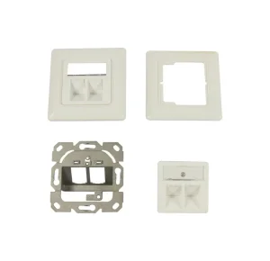 Dosen TP, AP,2-fach, CAT6A, Keystone Slim-line mit Kabelklemme, Reinweiss, Synergy 21,