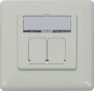 Dosen TP, UP,2-fach, CAT6A, Keystone Slim-line/Komponent getestet, Reinweiss, designfähig UAE, Synergy 21,