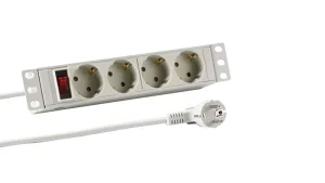 ALLNET 10" zbh. Steckdosenleiste, 4xDosen(CEE7)->1xStecker(CEE7), Schalter,