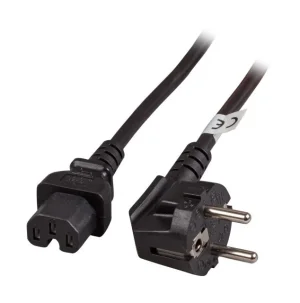Netzkabel 230V Schutzkontakt CEE7(Stecker)->Warmgeräte IEC-C15(Buchse), 3m, Black