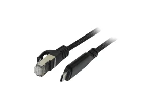Kabel USB, C(St) => RJ45(St)_Netzwerkkarte, 3.0m, USB3.2 Type-C, schwarz(Textil), Synergy 21,