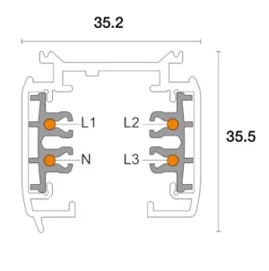 Powergear 3PH EINBAUSCHIENE, Schwarz, 2 meter