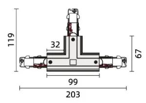 Powergear 3PH T Verbinder DALI 3, LINKS 2, Schwarz