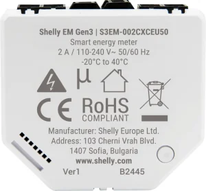 Shelly · Unterputz · " EM Gen3" · inkl. 1x 50A Klemme · Stromzähler · Messfunktion · WLAN