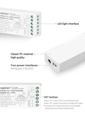 Synergy 21 LED Controller CCT(dual white) (2 wires) Zigbee *Milight/Miboxer*