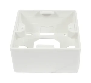 Dosen TP, AP,2-fach(Eckiger Außenrahmen), CAT6A, Keystone Slim-line/Komponent getestet, Reinweiss, Synergy 21,