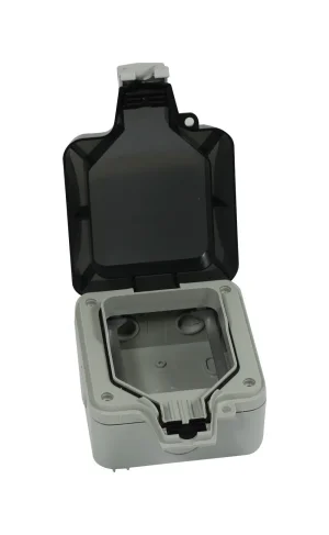 Dosen TP, AP(IP66),1-fach(Eckiger Außenrahmen), CAT6A, Keystone Slim-line/Short 3P, Reinweiss, Synergy 21,