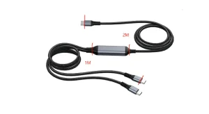 Kabel USB, C(St) => 2x C(St), 3,0m, PD 100W max. "70W+30W" Charging Only, no DATA-FUNCTION
