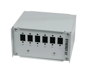 LWL-Patchpanel für Hutschiene(DIN), 6xLC-Duplex/SC-Simplex-Buchsen, ohne Kupplungen, Lichtgrau, Synergy 21,