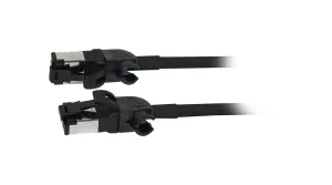 Patchkabel RJ45, CAT6A 500Mhz, 1.0m, schwarz, S/FTP, slimline rund d=4,5mm, TPE/LSZH(Superflex), AWG28, mit CAT7 Rohk., drehbarer Stecker, Synergy21