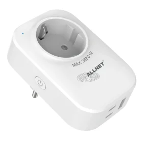 ALLNET ESP32 WiFi Schaltsteckdose ALL3079 inkl. Strommessung & USB-Ladegerät, 2in1 WIFI-Smart-Plug & USB Ladegerät