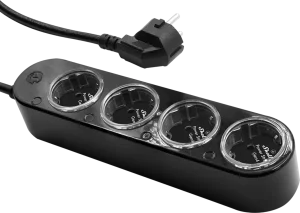 Shelly · Plug & Play " Power Strip 4 Gen4" · Smarte Steckdosenleiste · 4x 12A · Messfunktion · WLAN · Zigbee · Matter · BT · schwarz