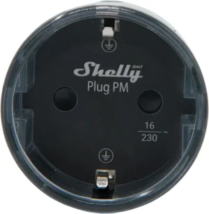 Shelly · Plug & Play " Plug PM Gen3 Black" · Smarter Energiezähler · Messfunktion · WLAN · BT · schwarz