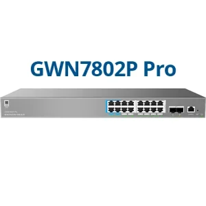 Grandstream GWN7802P PRO – Enterprise Layer 2++ Managed Switch – 16× Gigabit RJ45 (PoE/PoE+) + 2× Gigabit SFP+