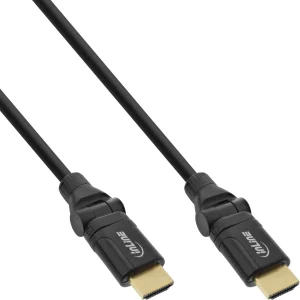 InLine® HDMI-HS Kabel m. Eth., ST/ST, verg. Kon., schwarz, flex. Winkelst., 1,5m