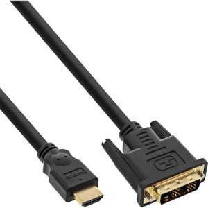InLine® HDMI-DVI Kabel, schwarz / gold, HDMI Stecker auf DVI 18+1 Stecker, 7,5m