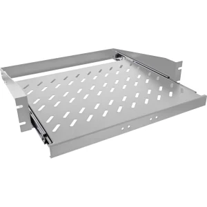 InLine® 19" Fachboden ausziehbar, 350mm, 30kg, 2HE, RAL 7035 lichtgrau