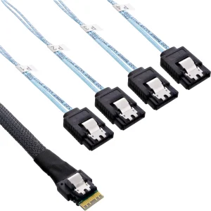 InLine® Slim SAS Kabel, SFF-8654 zu 4x SATA 7-pin, 12Gb/s, 1m