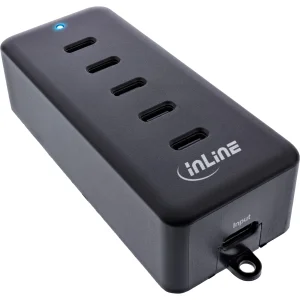 InLine® 5-Port USB-C PowerHub, Ladegerät-Erweiterung, 100W, schwarz