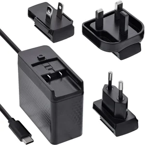 InLine® TravelCharge USB-C Netzteil 140W, GaN, festes Kabel, EU/UK/US, schwarz