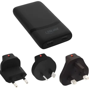 InLine® USB Reise-Netzteil Ladegerät, Dual USB-C, PD, PPS, 65W, flach, schwarz