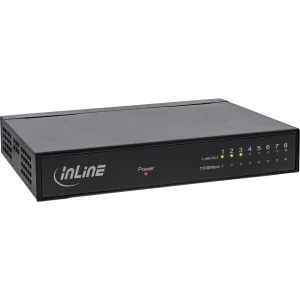 InLine® 8-Port Gigabit Switch, 1 Gb/s, Desktop, Metallgehäuse, lüfterlos
