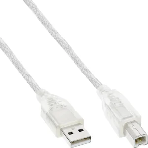 InLine® USB 2.0 Kabel, A an B, transparent, 7m