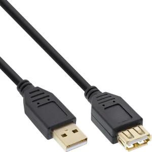 InLine® USB 2.0 Verlängerung, ST / BU, Typ A, schwarz, Kontakte gold, 0,5m