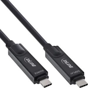 InLine® USB 3.2 Gen.2 AOC Kabel, USB-C Stecker/Stecker 8K60Hz 60W, schwarz, 7,5m