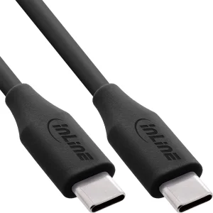 InLine® USB 2.0 Kabel, USB-C Schnellladekabel 100W, Black Cookie, schwarz 0,5m