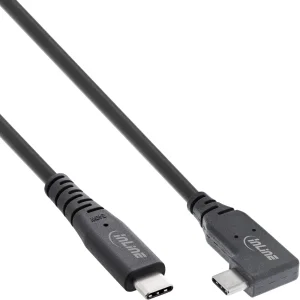 InLine® USB4 Kabel, USB-C, einseitig gewinkelt, PD 240W 8K60Hz, TPE schwarz, 2m