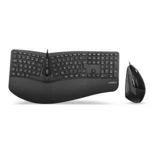 Perixx PERIDUO-505B, DE, Tastatur- und Maus Set, USB-Kabel, ergonomisch, schwarz