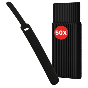 LABEL THE CABLE LTC PRO Basic Straps, Klett Kabelbinder, schwarz, 50er Pack