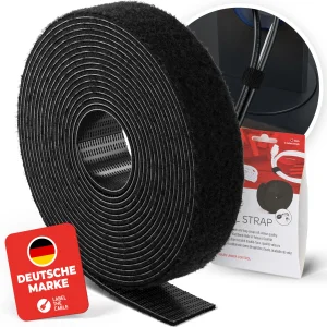 LABEL THE CABLE LTC Roll Strap, doppelseitige Klettbandrolle, 3m, schwarz
