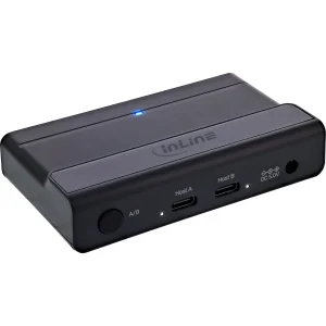 InLine® USB-C Switch, Umschalter für 2 PCs, 4-Port Hub, USB 3.2 Gen.1, schwarz