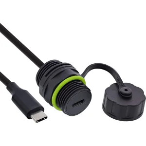 InLine® USB-C-Kabelkupplung, IP68, geschirmt, Buchse zu Stecker, 50cm