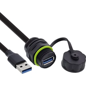 InLine® USB-A-Kabelkupplung, IP68, geschirmt, Buchse zu Stecker, 50cm