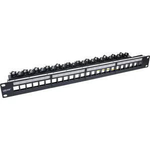 InLine® Patchfeld 24-fach, Keystone Leerblech Patchpanel, 19", 1HE, schwarz